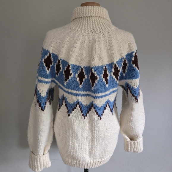 Vintage Hand Knit Cowichan Style Open Front Sweater, Small - Picture 2 of 16